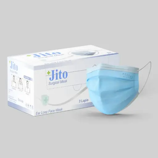 MASKER ELASTIK - BIRU 3 PLY "JITO" (1 Box ** Unit)
